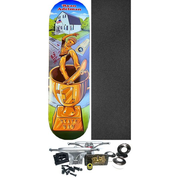 All I Need Skateboards Ryan Adelman Skate Dad Skateboard Deck - 8.5" x 32" - Complete Skateboard Bundle